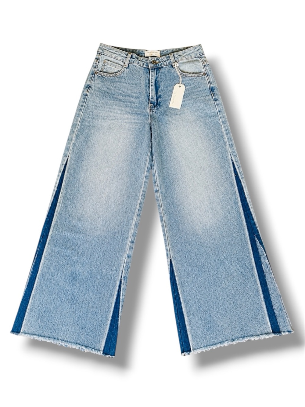 🆕 By Together Two-Tone Light Blue Wide-Leg Jeans with Side Panels Size Medium